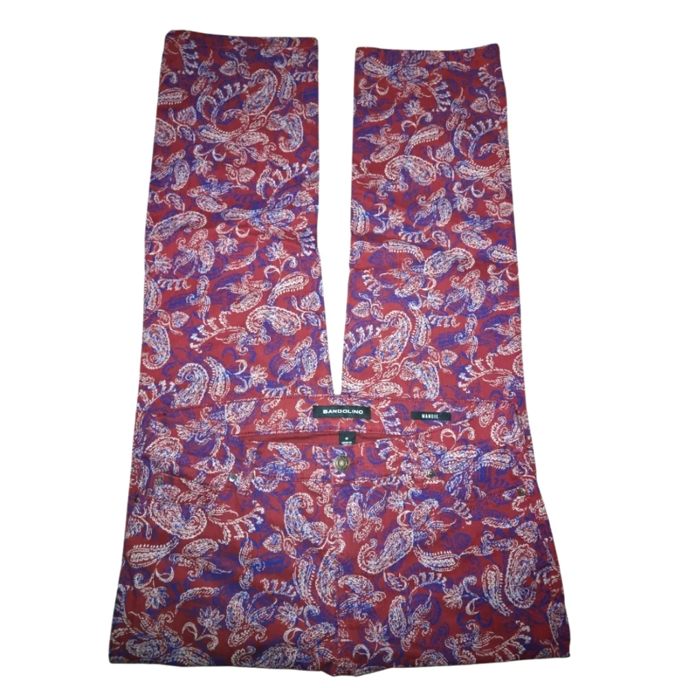 Bandolino Mandie Red Paisley‎ Corduroy High Rise Straight Leg Pants Plus Size 14